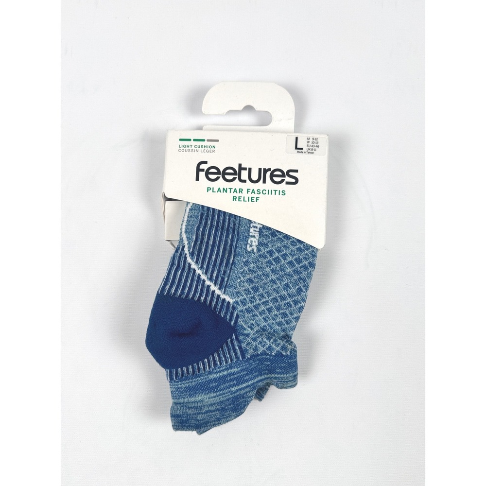 Feetures Plantar Fasciitis Light Cushion Tab Relief Socks Sapphire Size Large